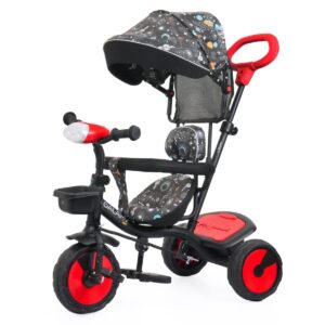 Luusa Galaxy 500 musical baby tricycle/Tricycle with Height Adjustable Parental Control/Kids Safety Belt /Foam Cushion Seat/for Age Group 2+ Years