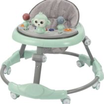 360° Baby Walker 6-24 Months / 7 Level Height Adjustment Walker for Kids Boy and Girl with Intergrated RGB Lights, Switchable Food & Musical Toy Tray/Premium Baby Activity Walker