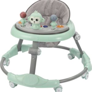 360° Baby Walker 6-24 Months / 7 Level Height Adjustment Walker for Kids Boy and Girl with Intergrated RGB Lights, Switchable Food & Musical Toy Tray/Premium Baby Activity Walker