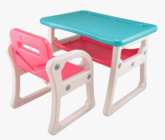 Foldable Study Desk for Kids Play Table and Chair Set with Storage Rack Desk for Toddlers
